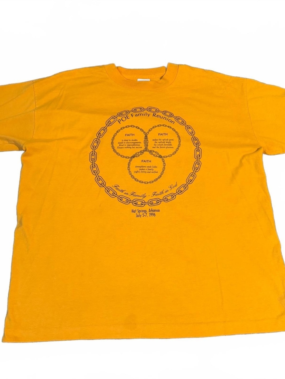 Vintage Single Stitch XL 1996 Poe Family Reunion Hot Springs Arkansas T-Shirt